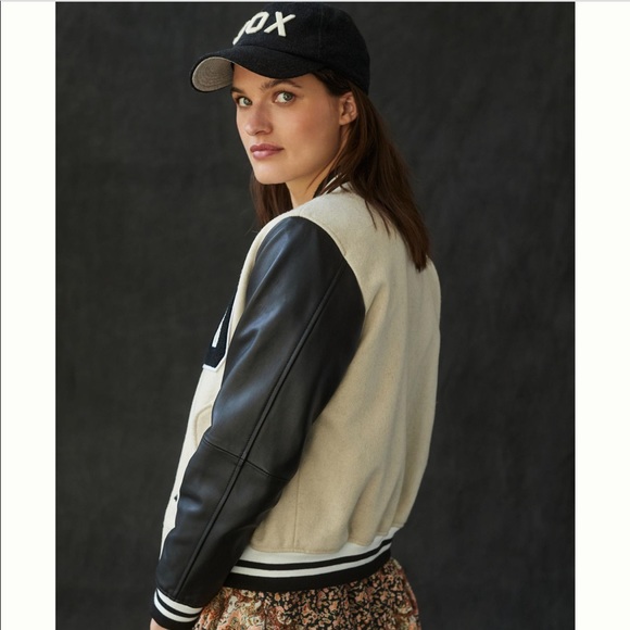 $580⬇️NWT FREE PEOPLE X DEADWOOD VARSITY LEATHER JACKET   Halloween costume cape - Picture 6 of 8